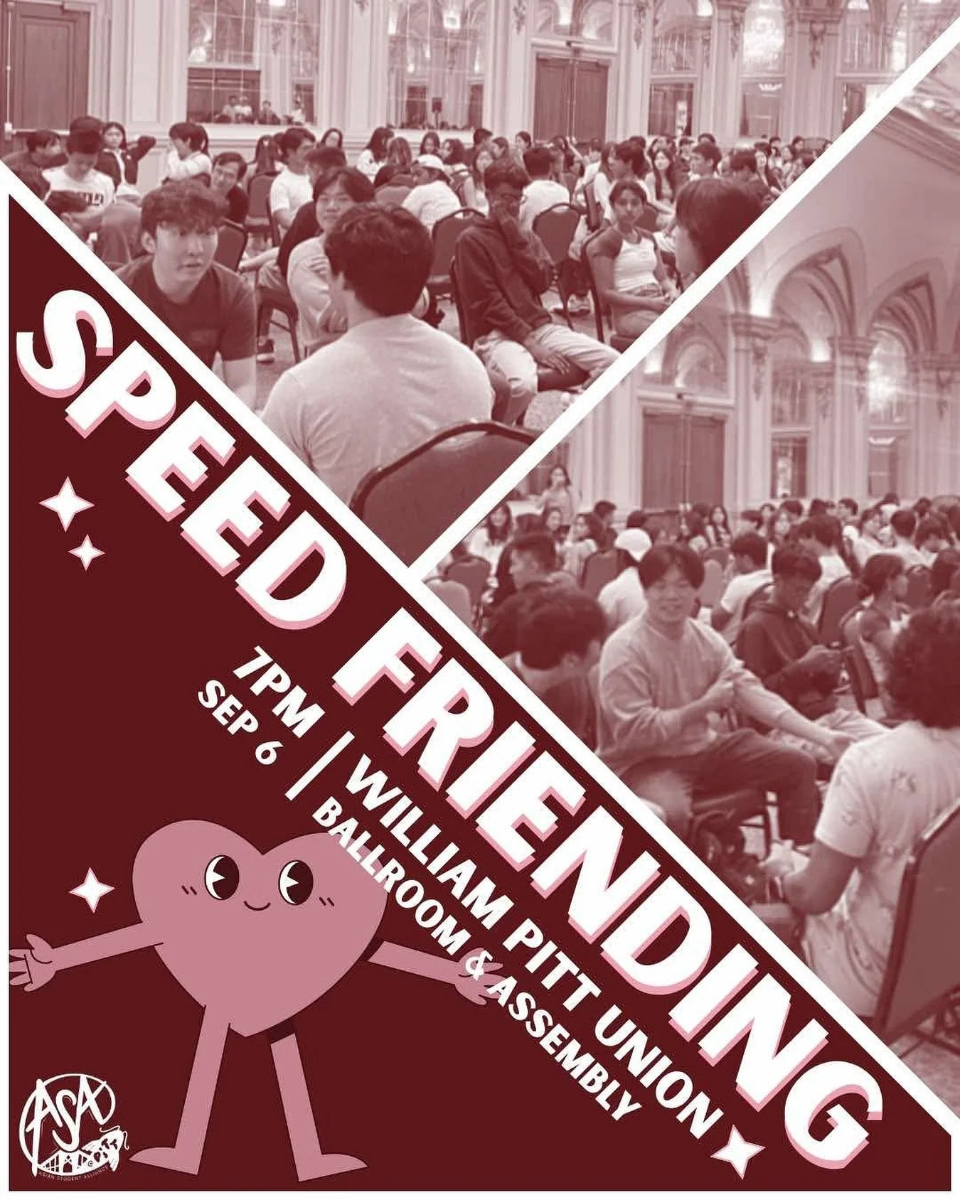 looking 👀 to make some new friends? this sat is SPEED FRIENDING 🏃‍♀️ in wpu ballroom & assembly starting at 7pm!
what is speed friending? speed friending means meeting new people AND a chance to meet potential bigs/littles 👯 as part of ou
