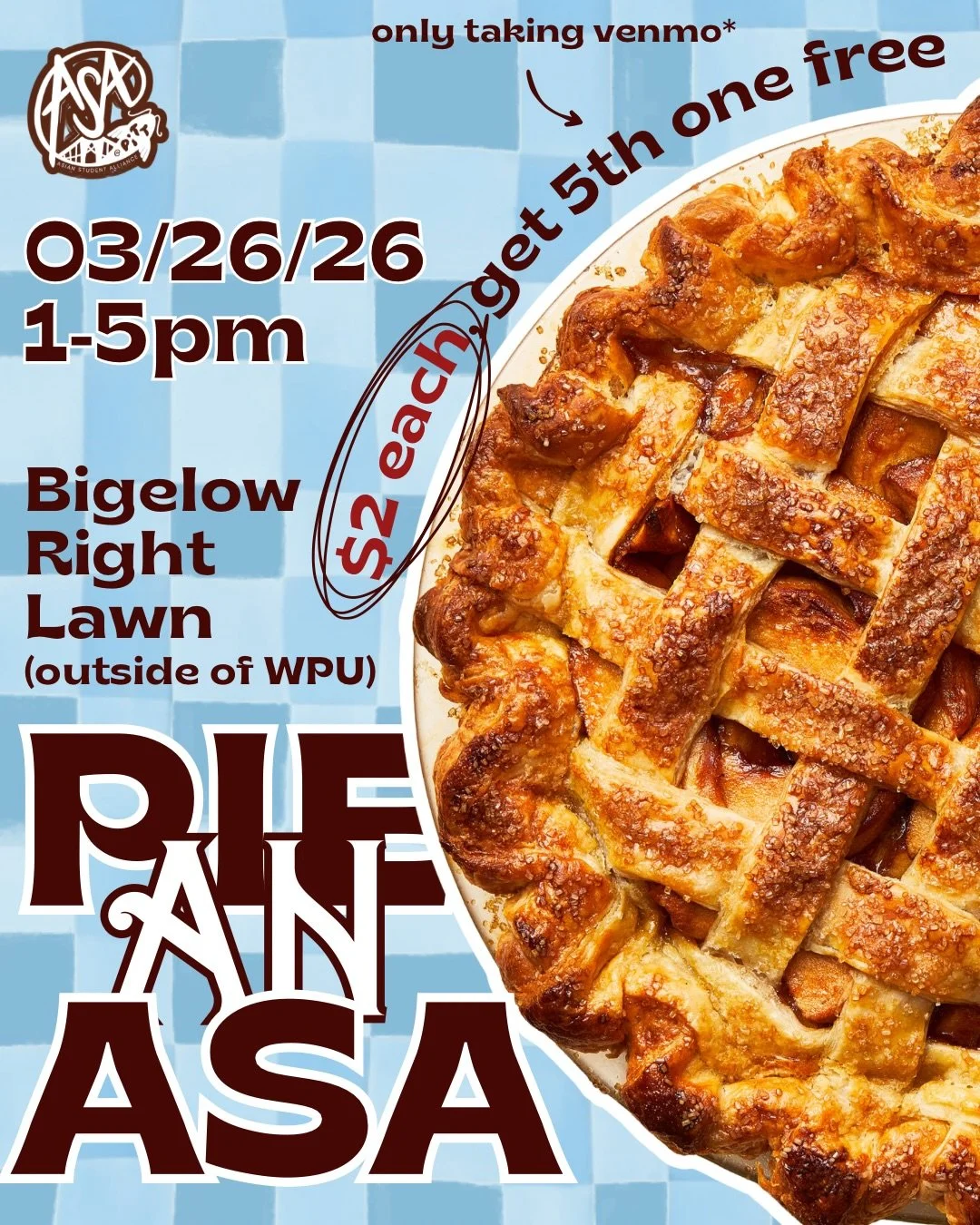 PSA: CAROLINE AND KENNETH DID NOT DROP OUT ‼️

but it is indeed too late for them to say sorry for putting us through that WHOLE MINUTE of singing, so PIE EM 🥧 and the rest of board THIS THURSDAY from 1-5pm at bigelow right lawn (right in front of w