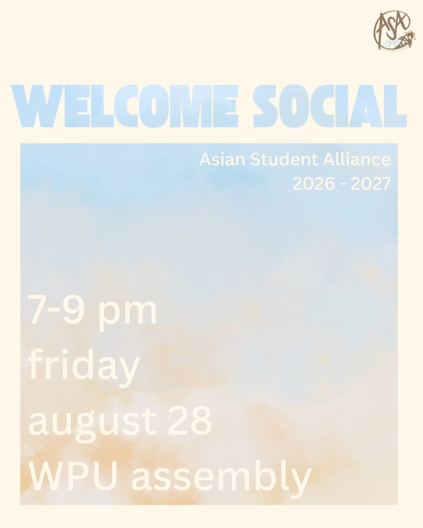 Happy FDOC, gang! Our ASA Welcome Social is THIS FRIDAY!! Come hang out, meet the boards, play some games, and kickstart the semester with us! 😼🥳