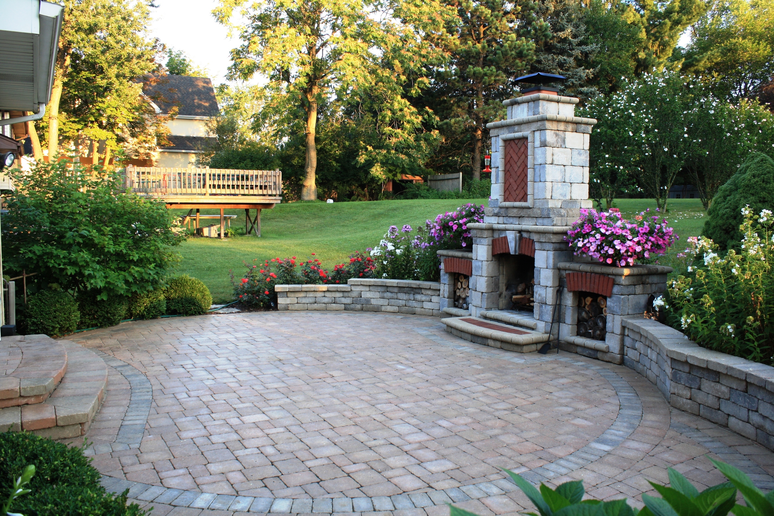  Built a beautiful outdoor fireplace, retaining wall and patio.&nbsp; Clarendon Hills, IL 