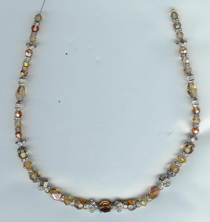 Swarovski Topaz, Copper & Fancy Sterlinmg Necklace