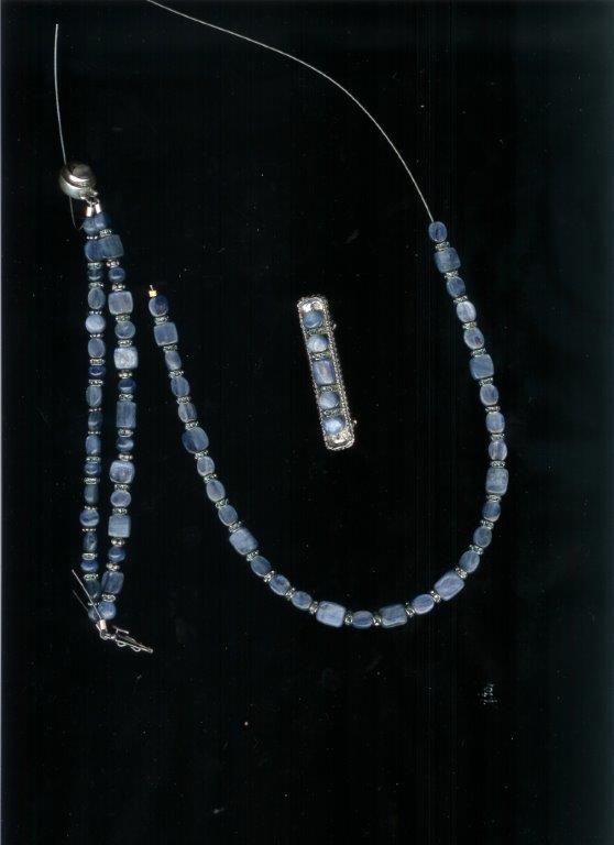 Kyanite Set (Necklace, Bracelet & Stock Pin)