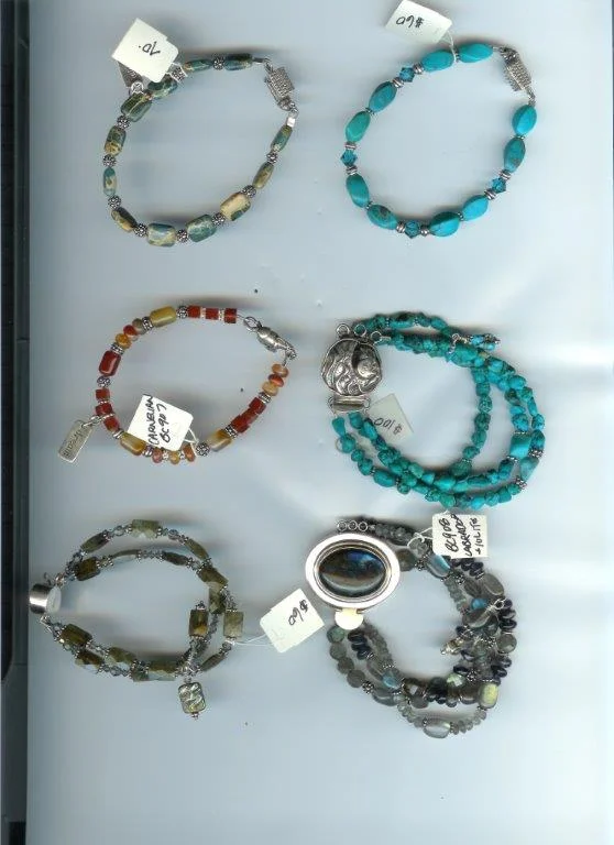 Asst Labradorite, Turquoise, Carnelian, Expression Stone Bracelets