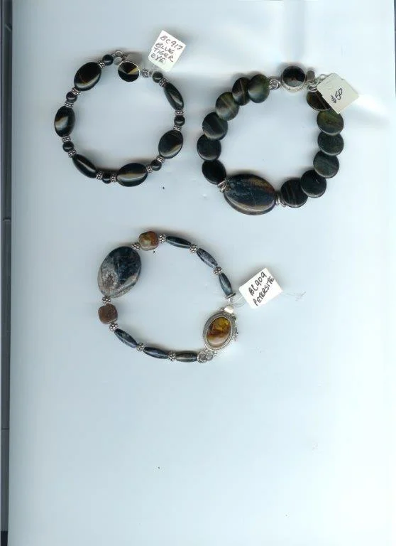 Asst Bracelets: Pietersite, Hawk's Eye, Blue Tiger Eye