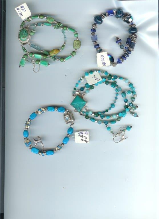 Asst Bracelets: Jade, Turquoise, Boro Lampwork, Kyanite