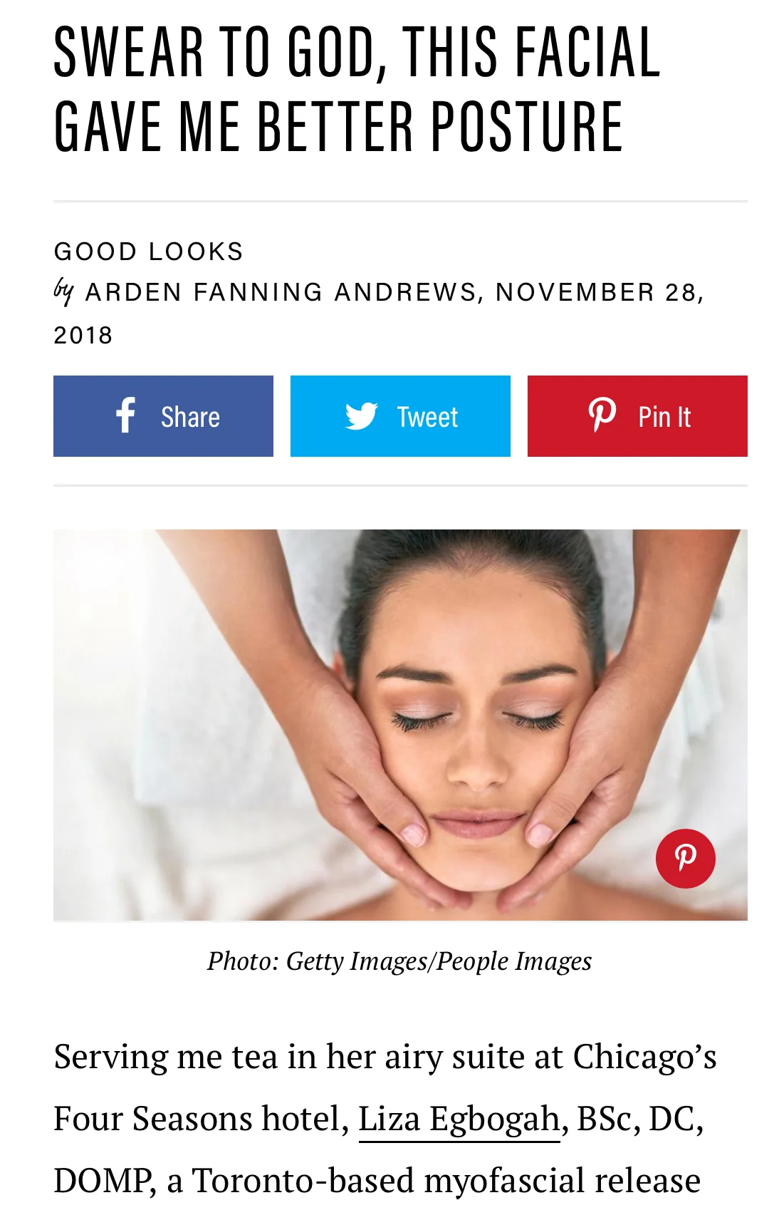 WELL + GOOD | I found the facial that gives you better posture