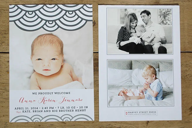 back of birth announcement