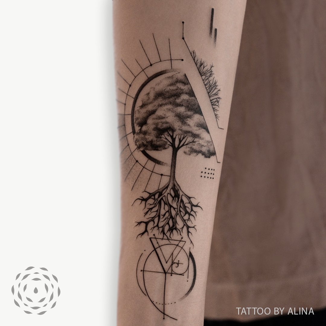 Tattoo uploaded by JenTheRipper • Fir tree tattoo by Mindaugas Bumblys  #MindaugasBumblys #geometric #nature #blackwork #tree #firtree • Tattoodo