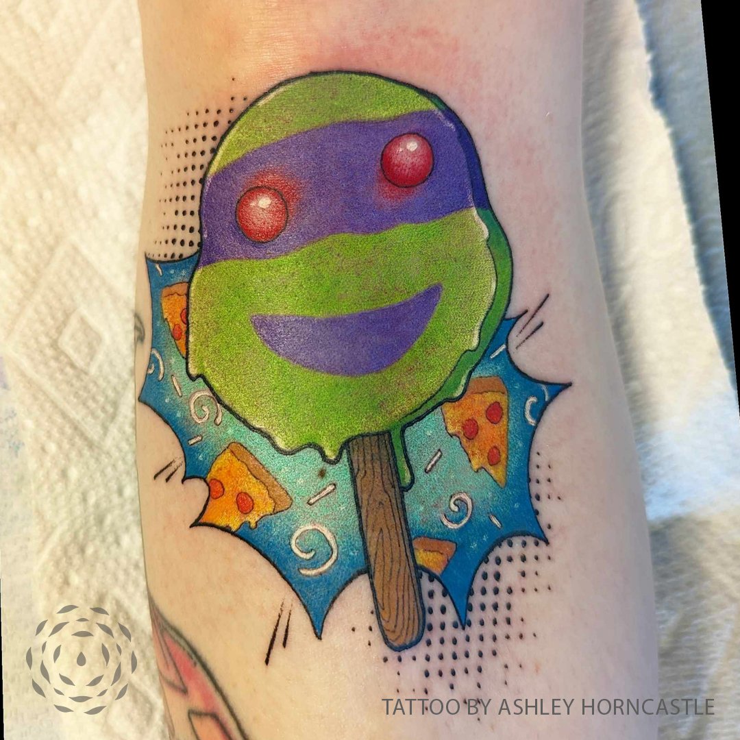 Child's drawing Teenage Mutant Ninja Turtles tattoo on