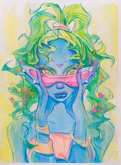 Painting 1 Title_ Pink Sunglasses Babe Medium Gouache and mixed media Size 16 inch x 12 inch Price $150 Artist Name Alex Allen (1).jpeg