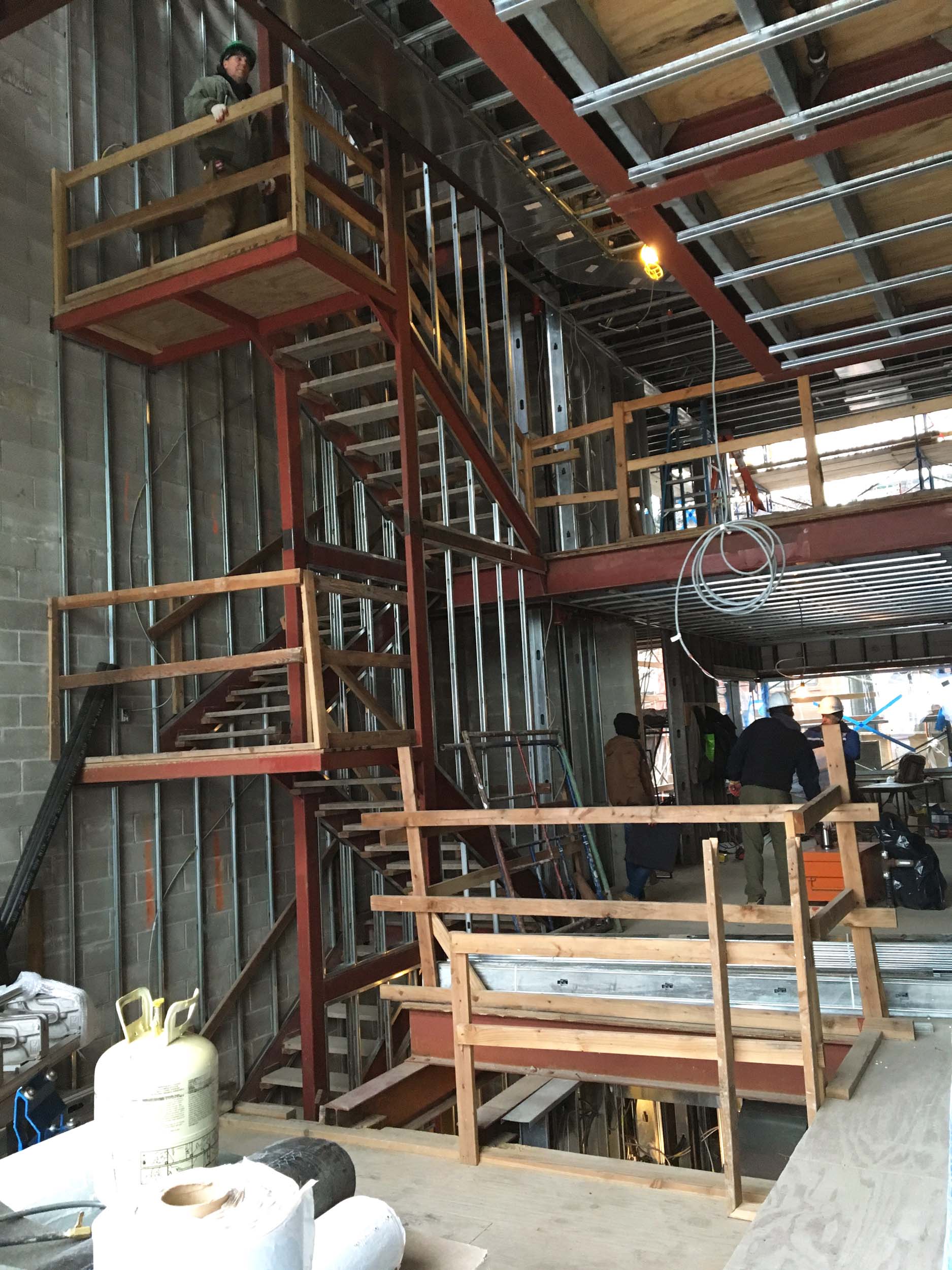   View of the steel framing in the staircase  