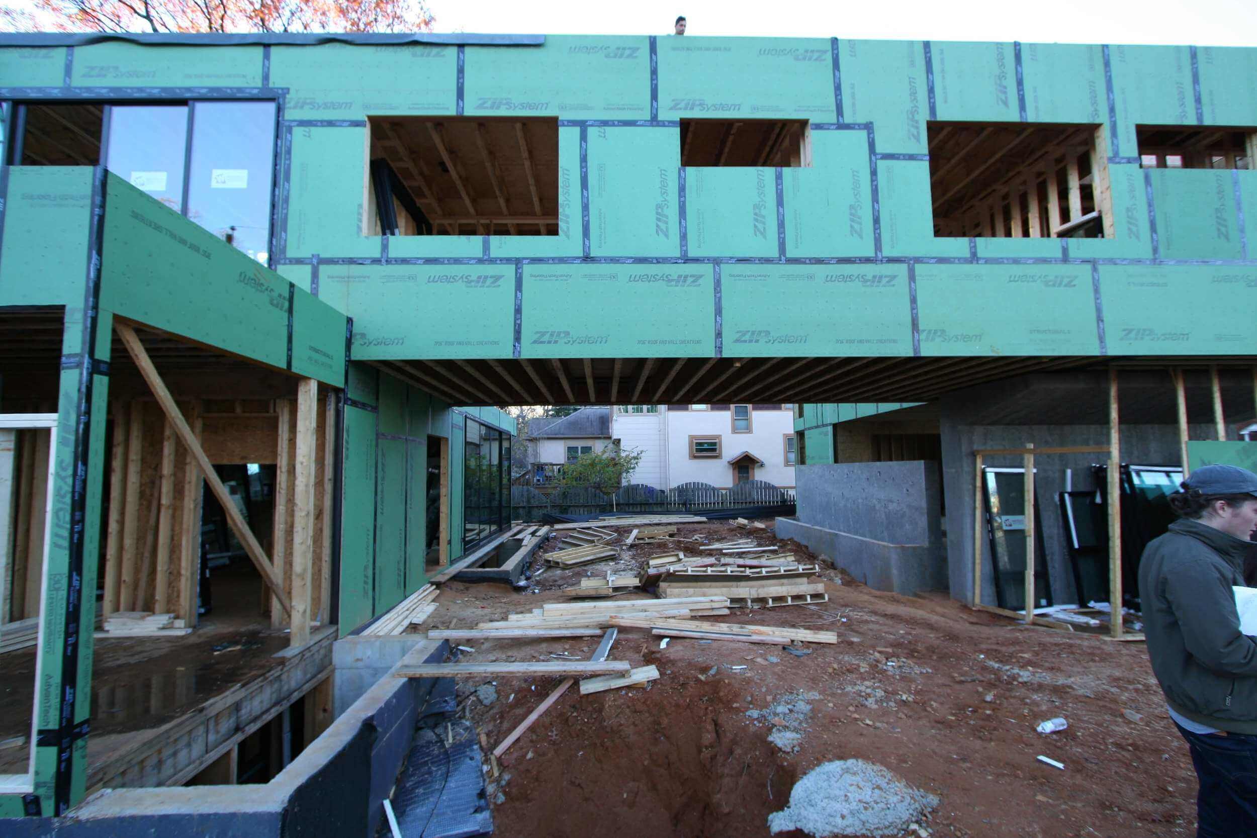   A close-up of the overhang of the second floor.  