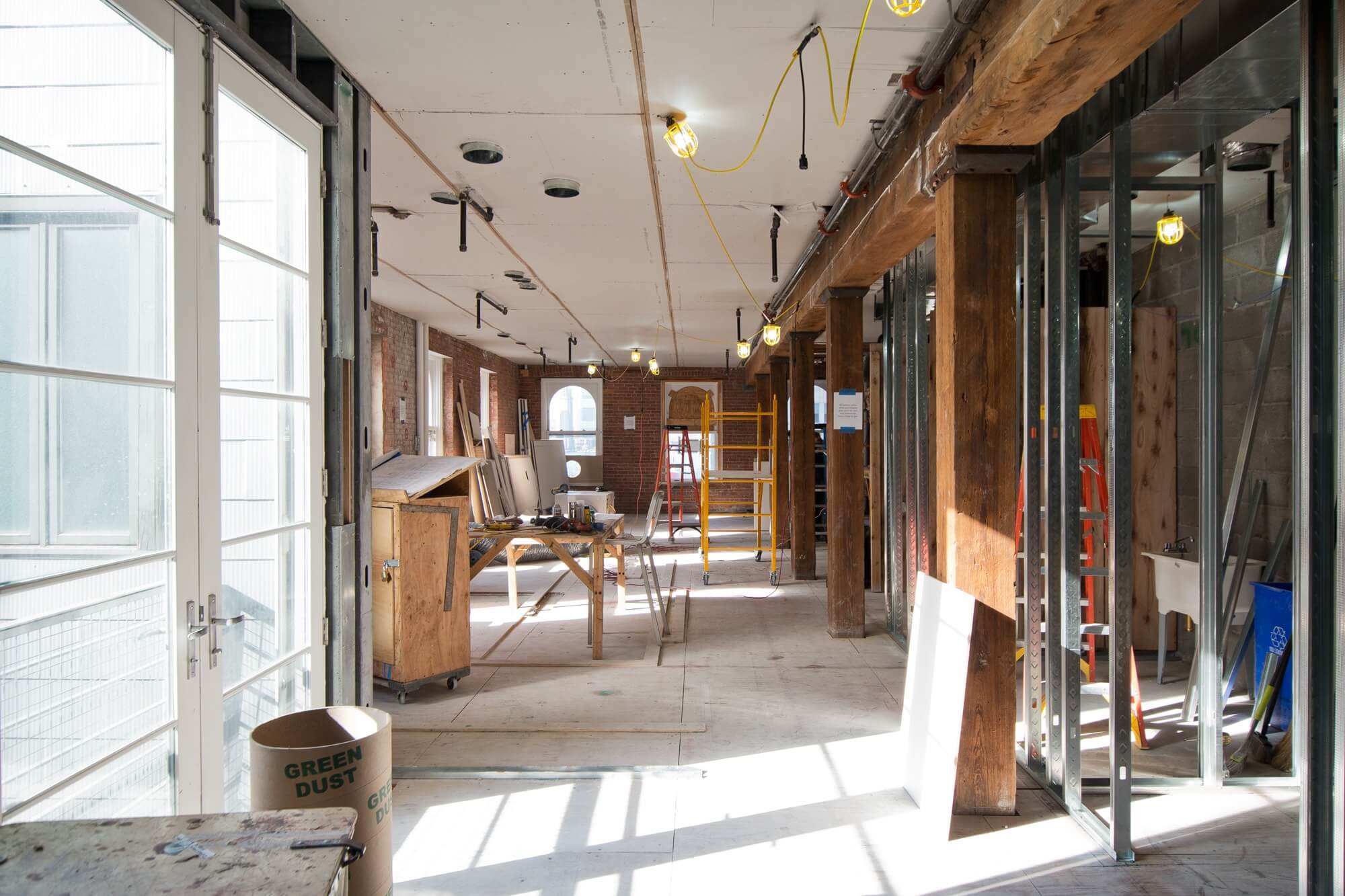   A view of what will be the kitchen and main hallway area.  