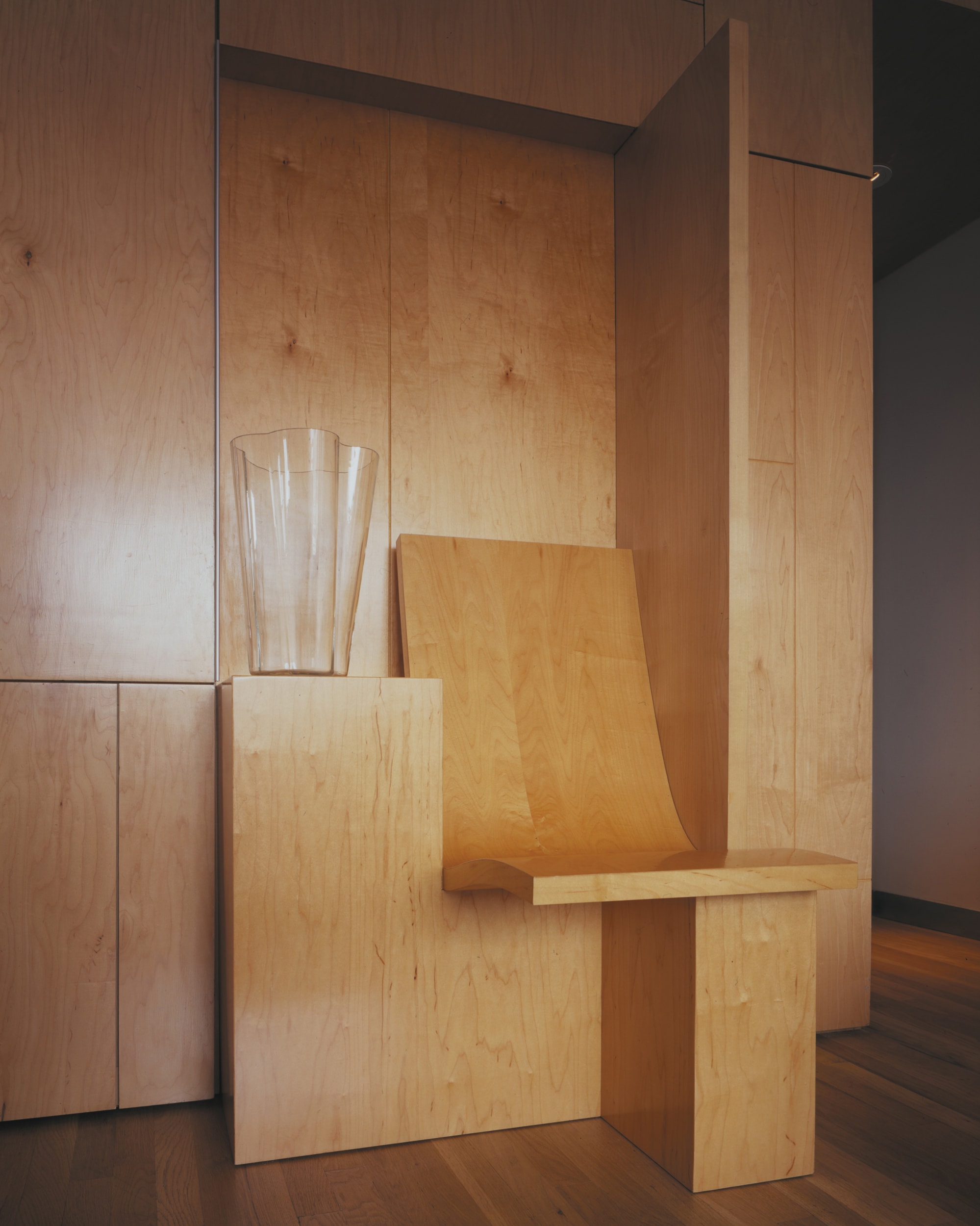 Modern Apartment Renovation | West Village Manhattan New York City | Custom Millwork Furniture Built In Curved Wood Seat Baltic Birch Plywood | RES4