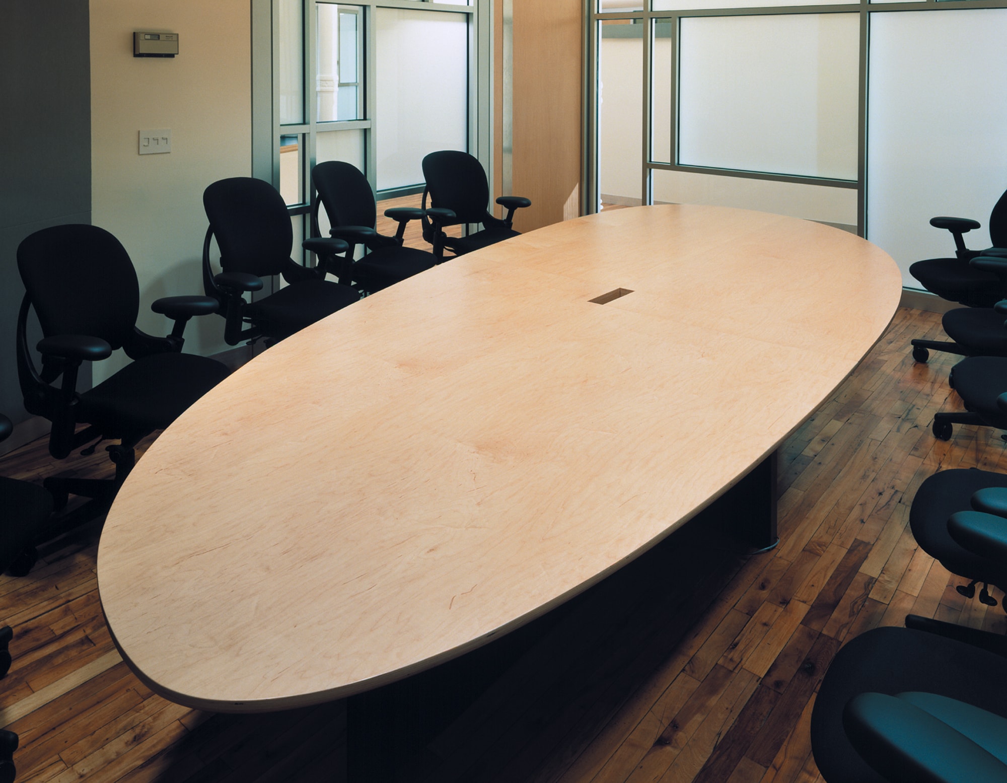 Equinox Offices Headquarters Modern Heath Fitness Center Renovation | Manhattan New York | Conference Room Elliptical Oval Wood Table | RES4