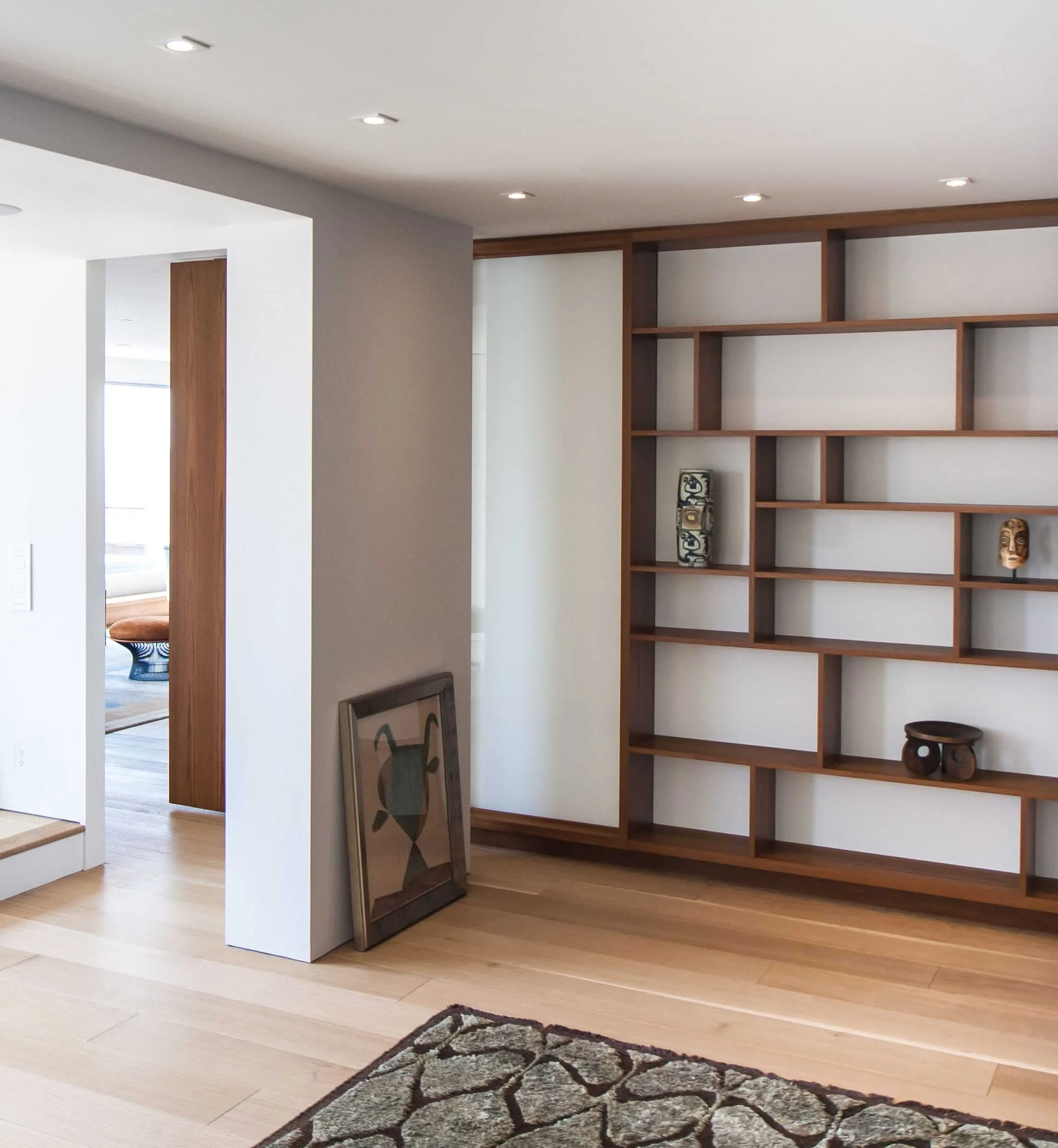 Modern Apartment Renovation | East End Ave New York City | Custom Built In Shelves Abstract Art | RES4