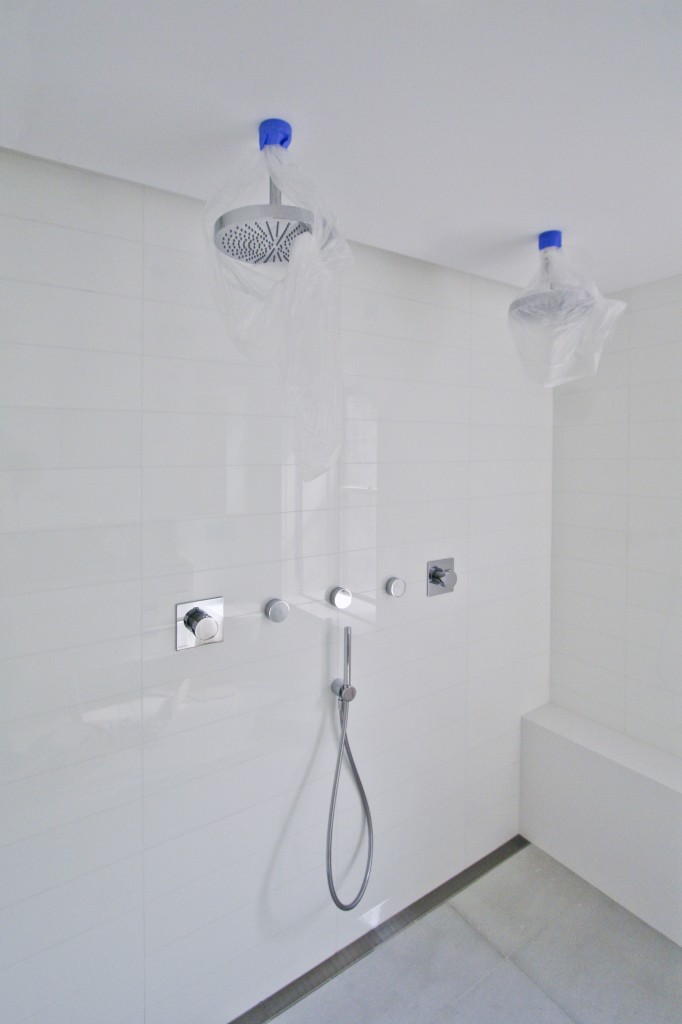   Master Bathroom   - modern shower for the master bedroom complete with 2 rainshower heads  