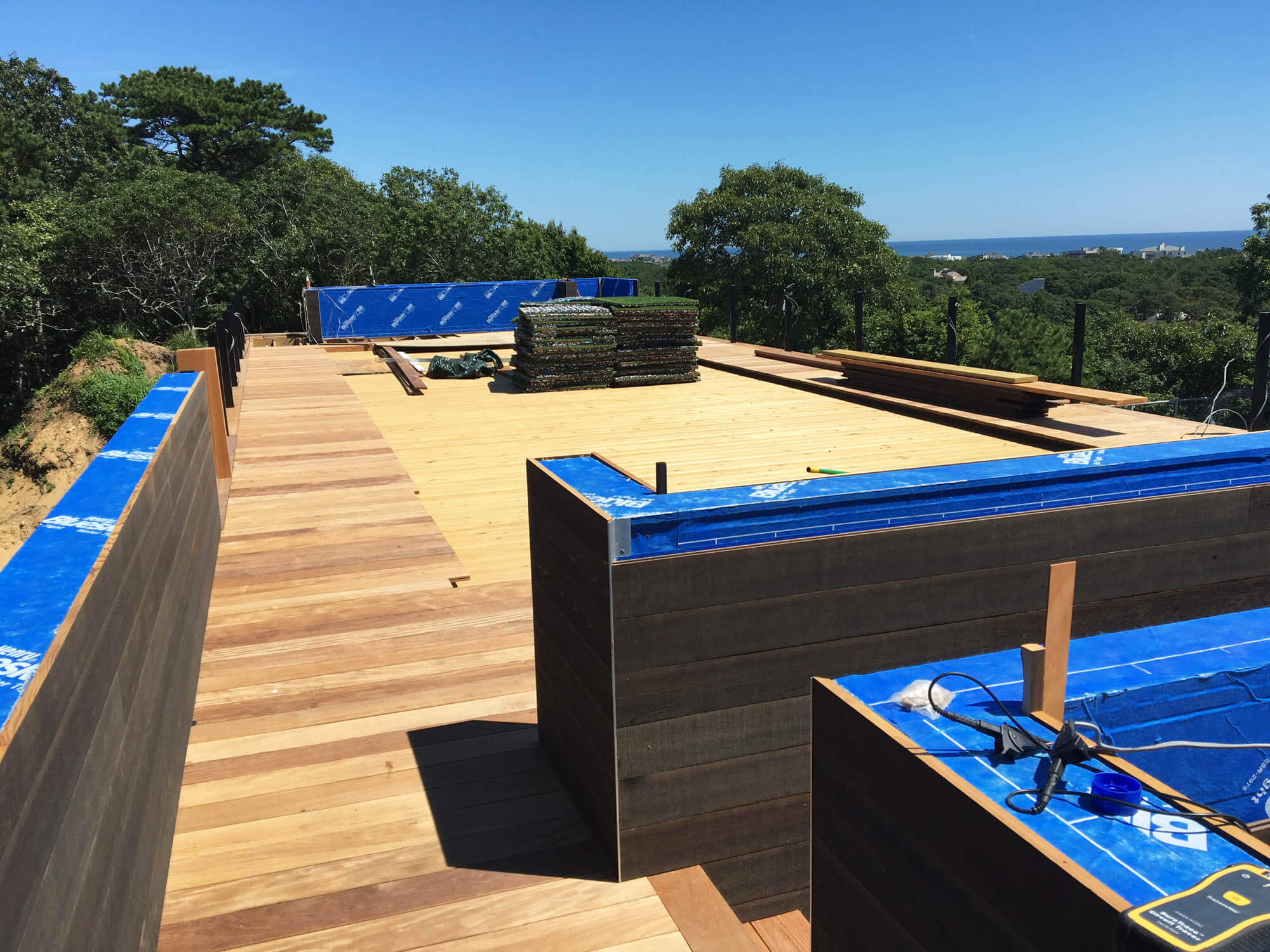   Roof Deck &nbsp;-  Ipe decking and bocce court installation are in construction.  