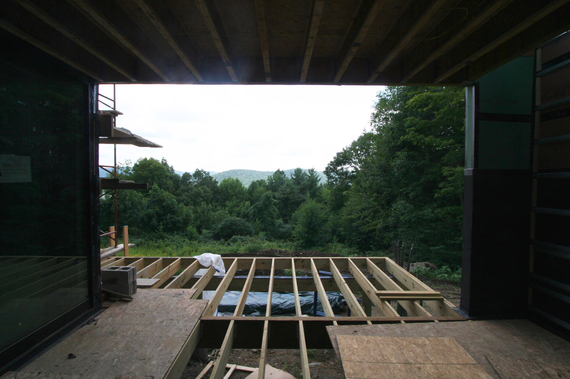   Framing the view -  construction of the  covered exterior deck   