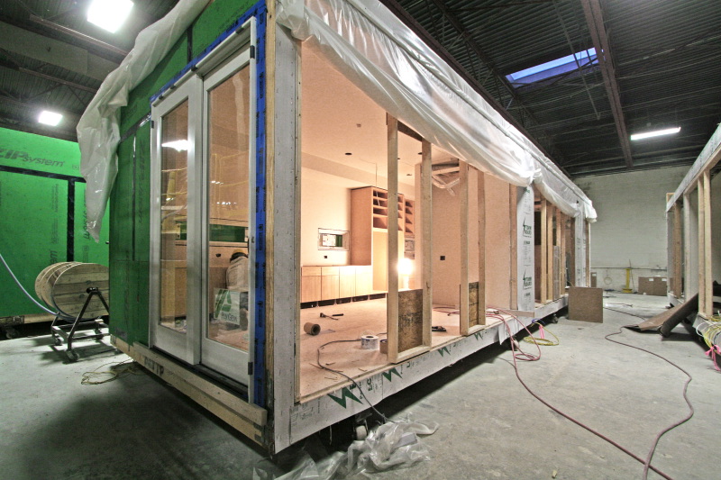   Interior cabinetry being assembled within module  