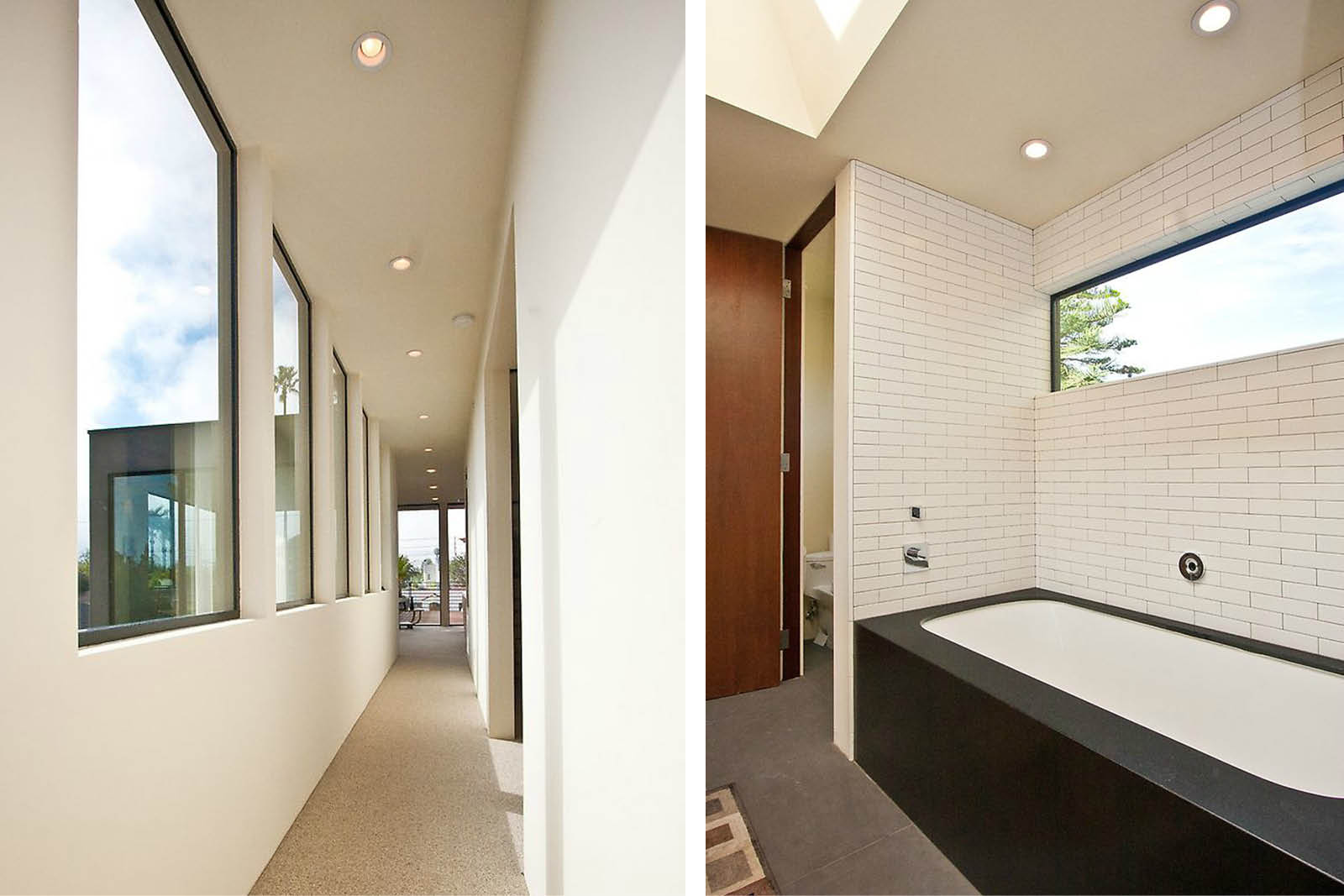 Modern Panelized Prefab Beach House | Venice California | White Hall Master Bath | RES4