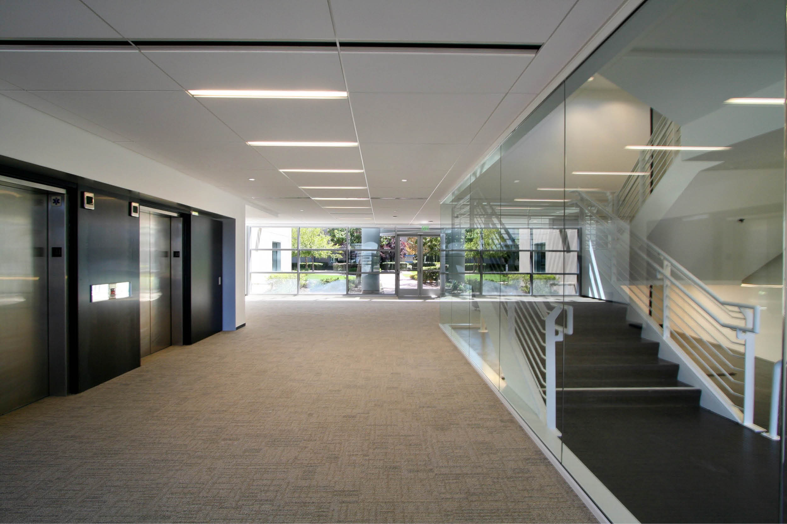 Modern Commercial Office | White Black Stair Lobby | RES4