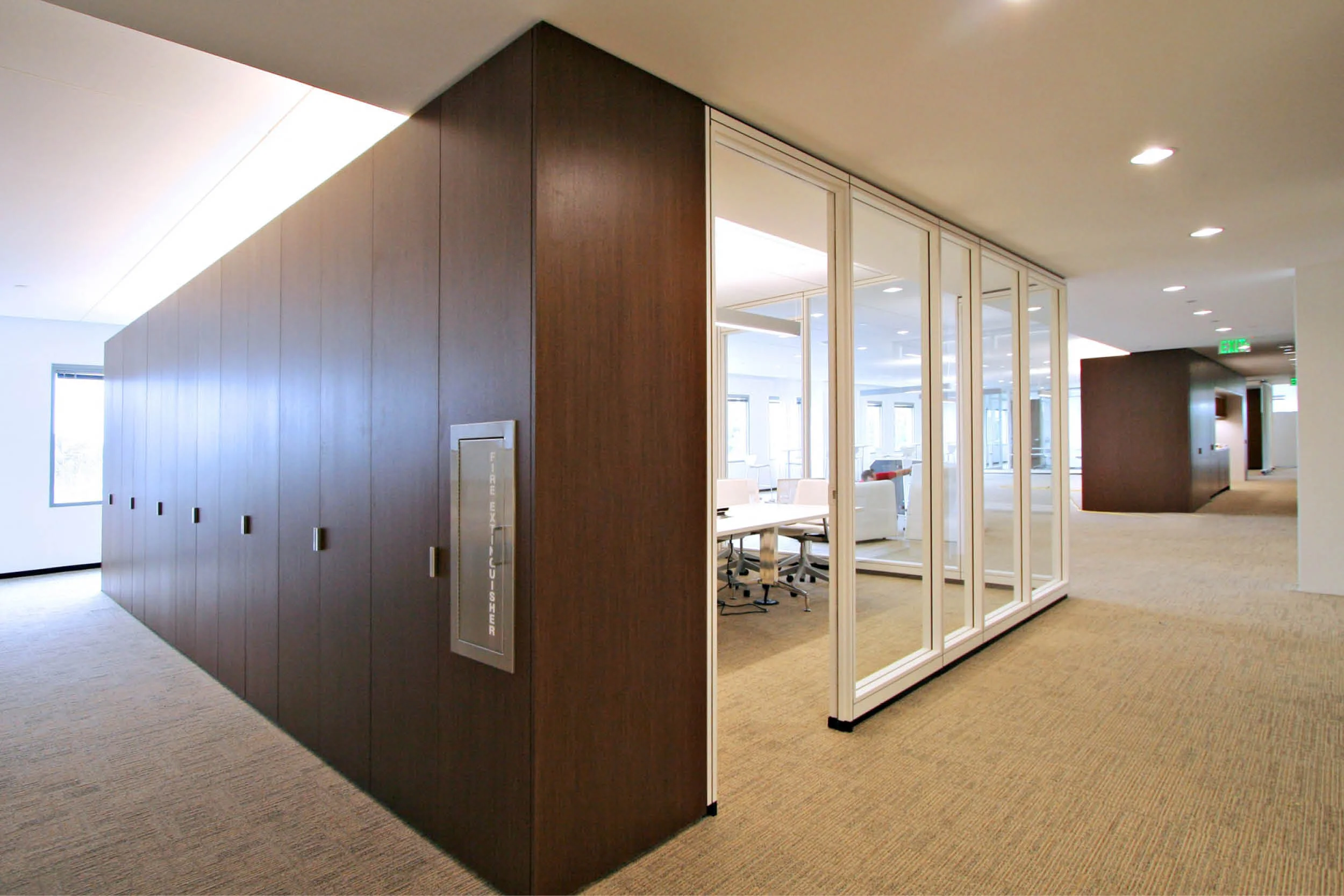 Modern Commercial Office | Custom Wood Millwork Built Ins Glass Partitions | RES4