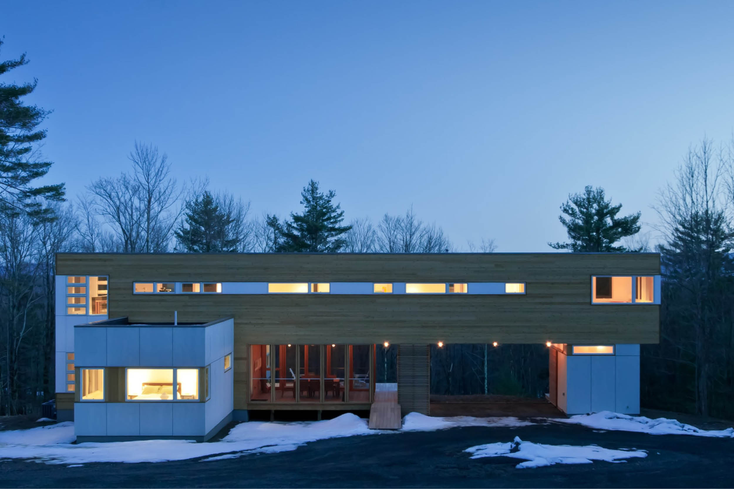 Modern Modular Prefab House | New York State | Cedar White Siding Windows | RES4