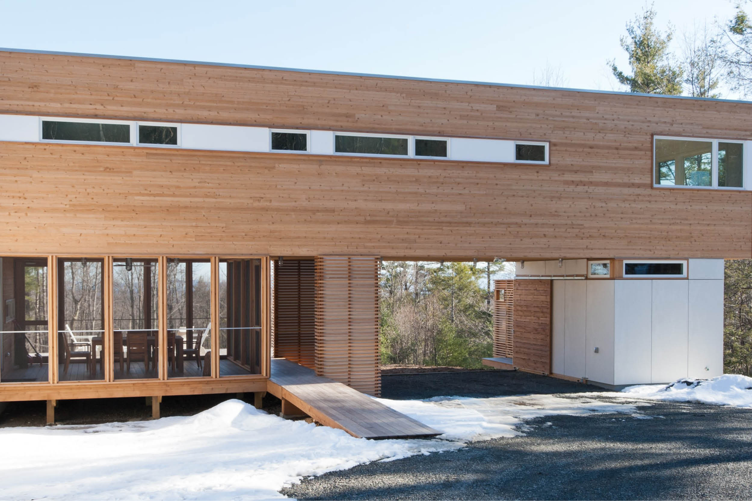 Modern Modular Prefab House | New York State | Cedar White Siding Windows | RES4