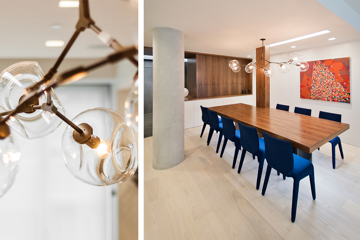 Modern New York City Lenox Hill Apartment Renovation | Custom Walnut Millwork Dining Room Table Light Cove | RES4