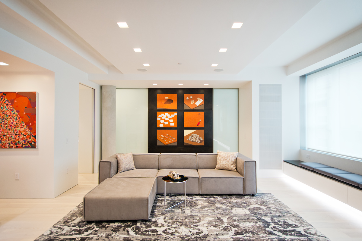 Modern New York City Lenox Hill Apartment Renovation | Light White Living Room | RES4