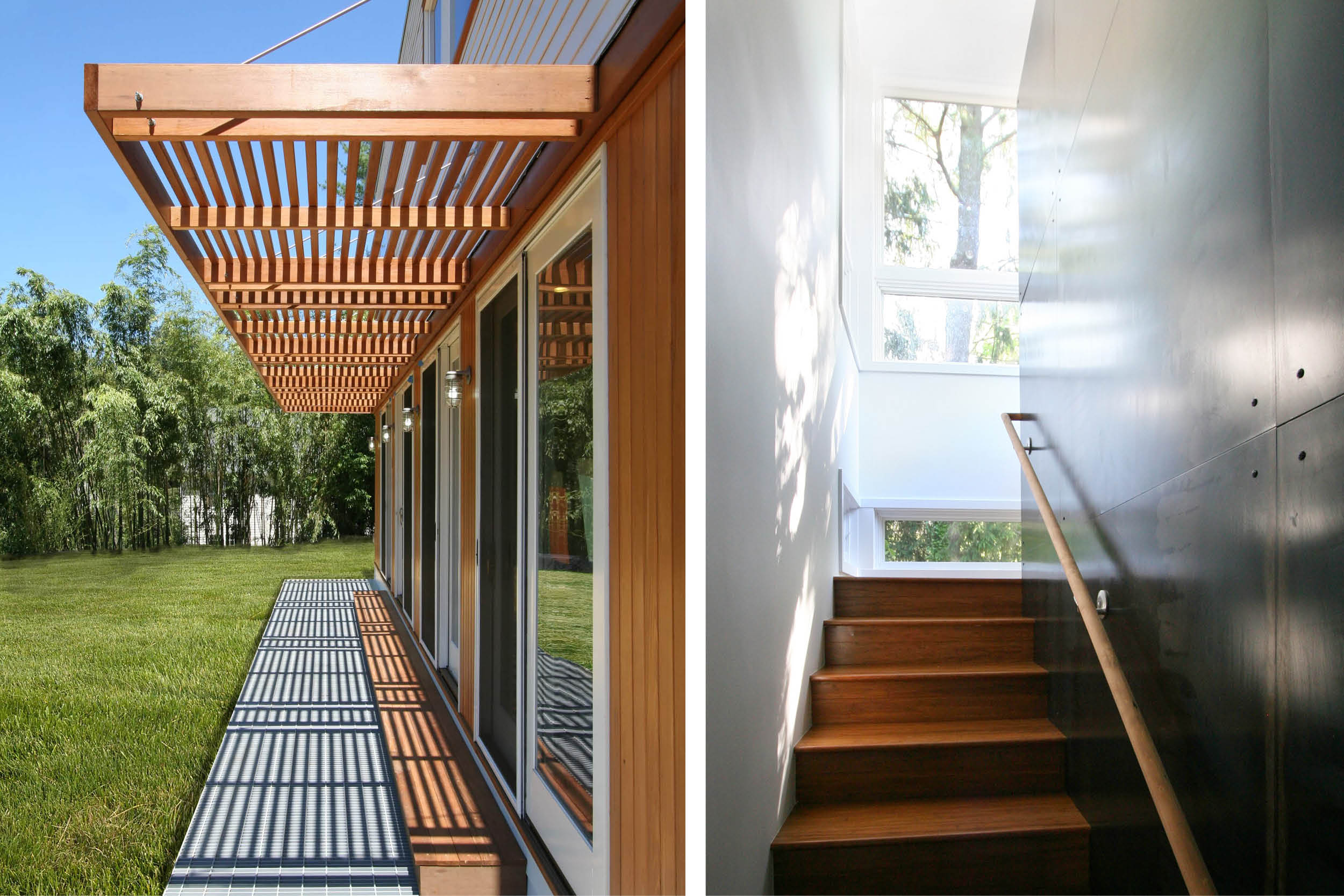 Modern Modular Prefab House | Maryland | Cedar Siding Terrace Sliding Doors Black Steel Wood Stairs | RES4