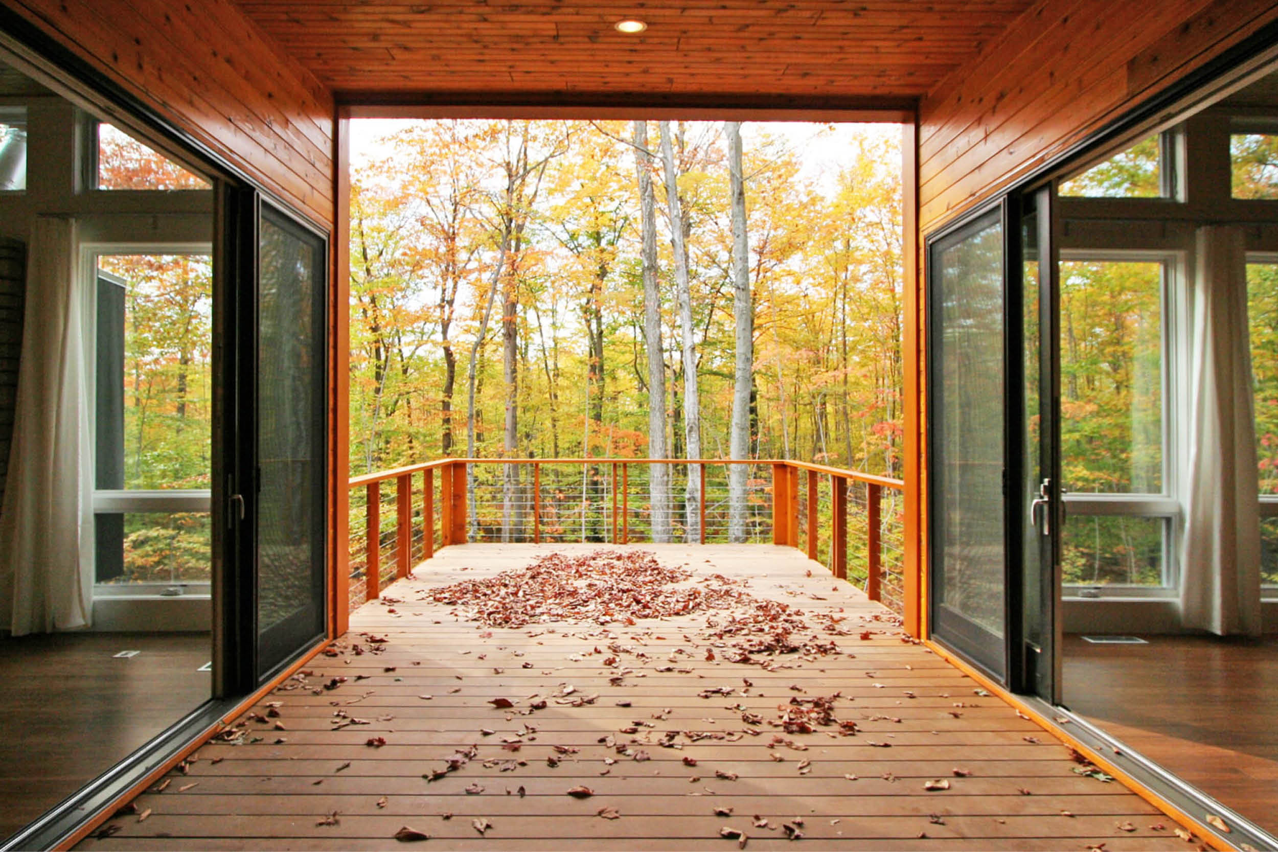 Modern Prefab Cabin House | Wisconsin | Cedar Siding Deck Black Windows Cable Rail | RES4