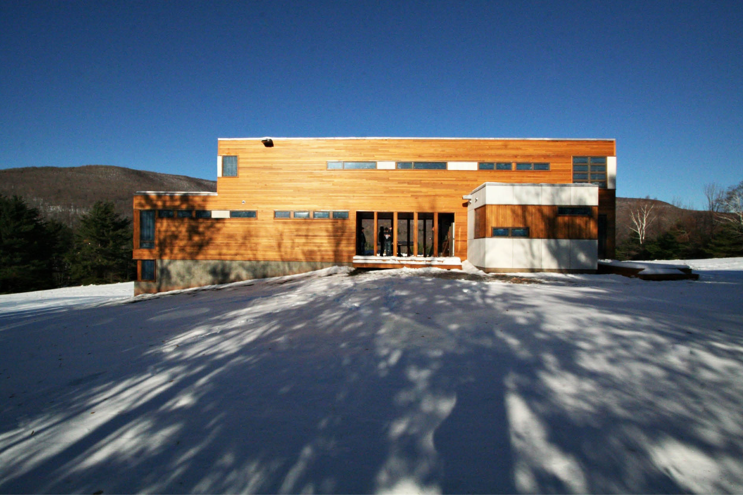 Modern Modular Prefab Meadow House | New York State | Cedar White Siding Large Windows Roof Decks Cable Rail | RES4