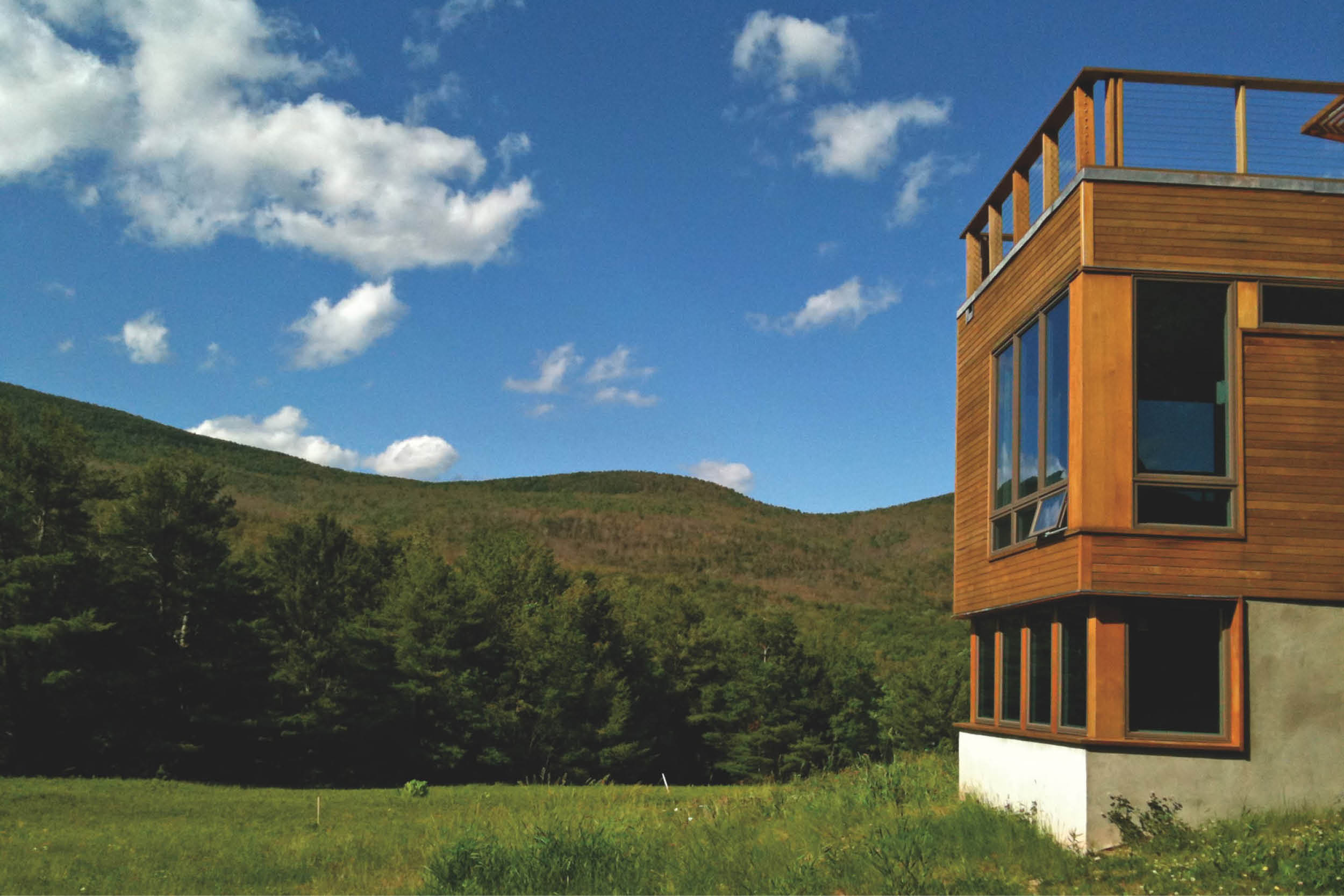 Modern Modular Prefab Meadow House | New York State | Cedar White Siding Large Windows Roof Decks Cable Rail | RES4