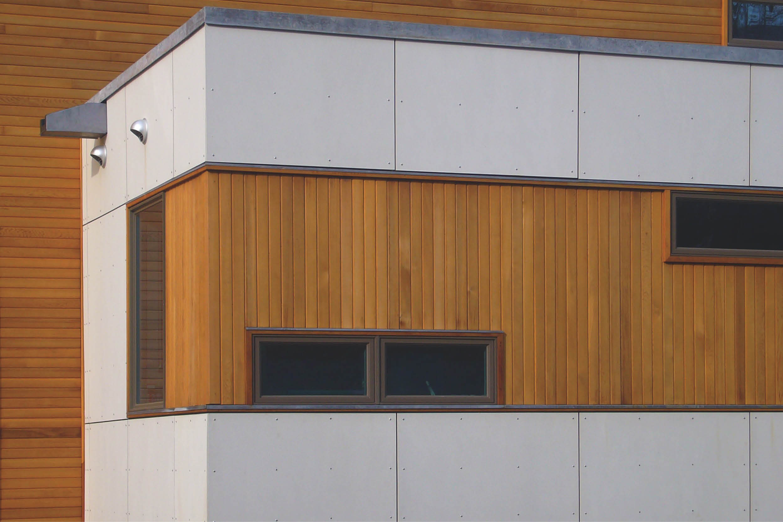 Modern Modular Prefab Meadow House | New York State | Cedar White Siding Roof Scupper Windows | RES4