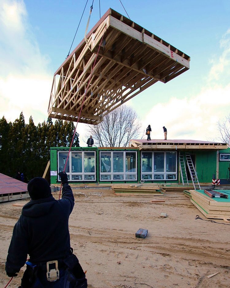 As we get ready to issue a bid package to general contractors for a new modular project in Sag Harbor with a pitched roof, we&rsquo;ve been talking a lot about roof details. So we revisit this project in Shelter Island that had a pitched roof and a v