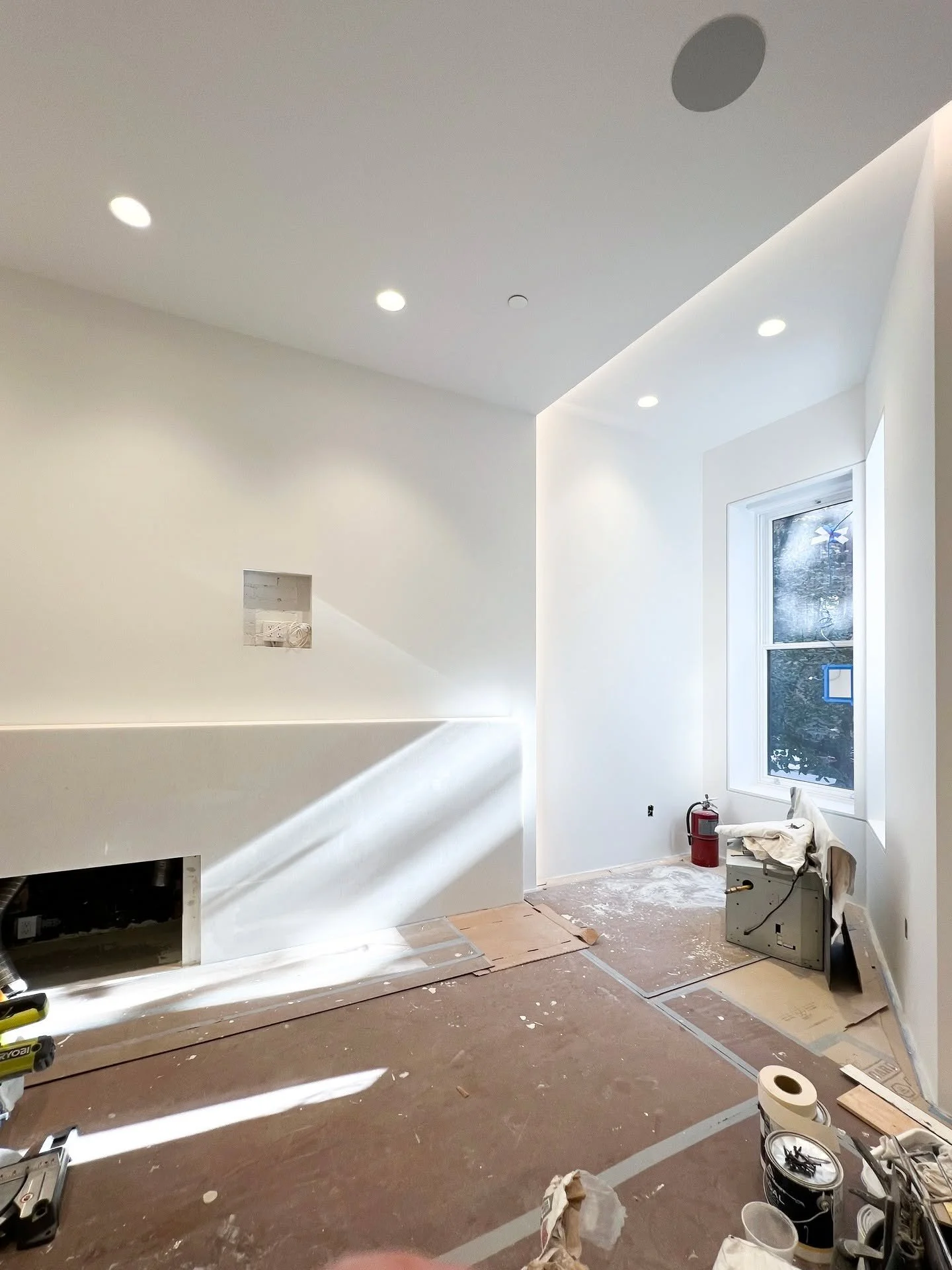 Construction of our Upper East Side Townhouse is nearing the finish line, and we're taking a moment to appreciate the first glimpses of the lighting design coming to life as the accent/cove lighting was illuminated for the first time during one of ou