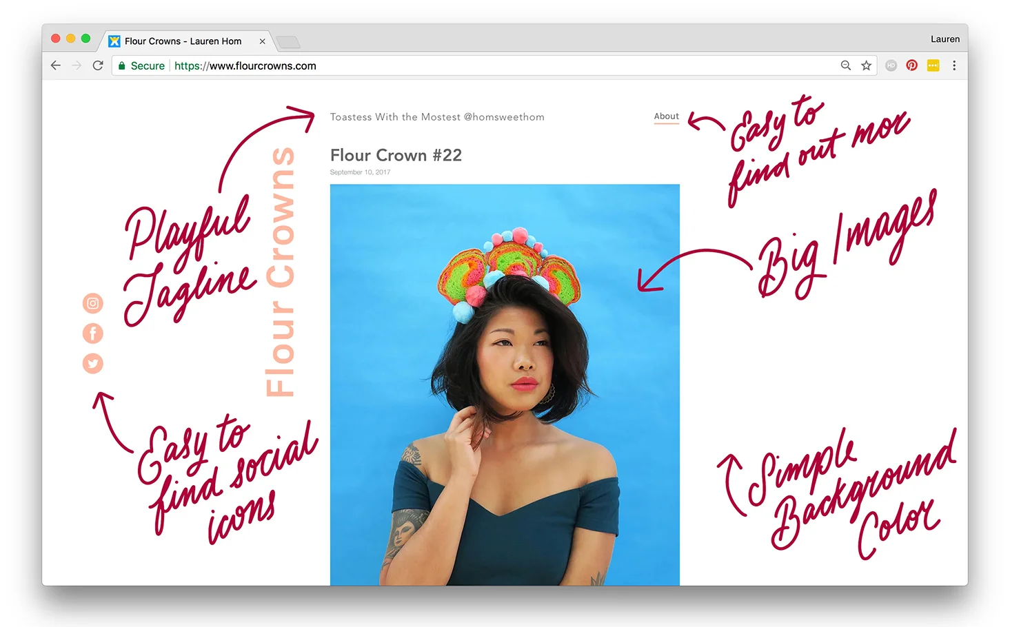 My Flour Crowns passion project website, designed with Wix. Check it out here !
