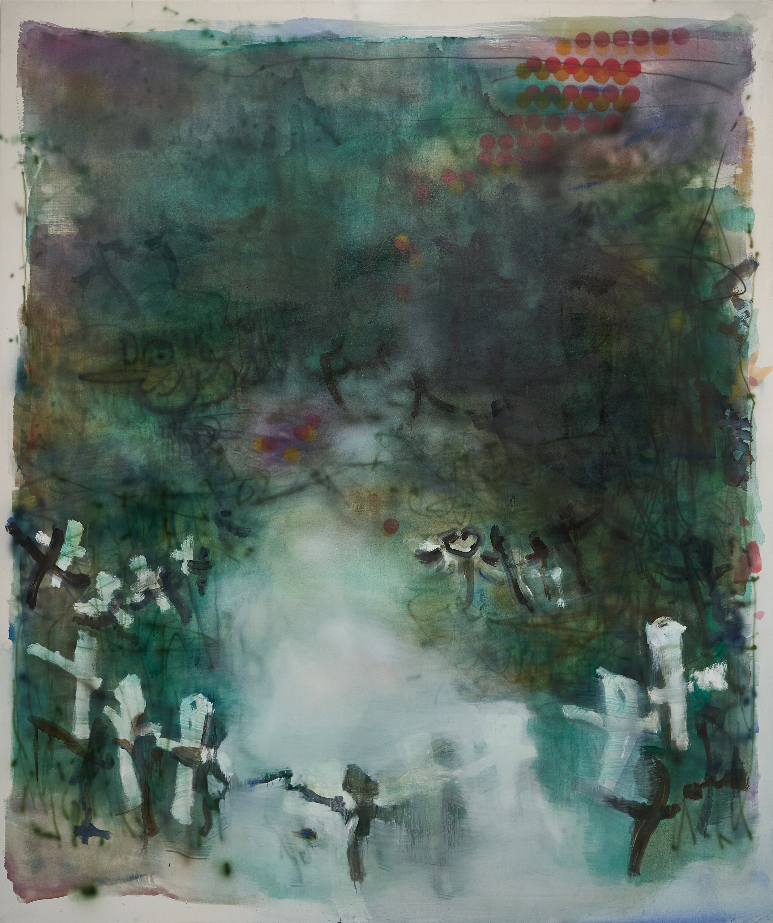 Wolkenphänomen im Busch III (Rauch im Busch) mixed media 190cm X 160cm 2021