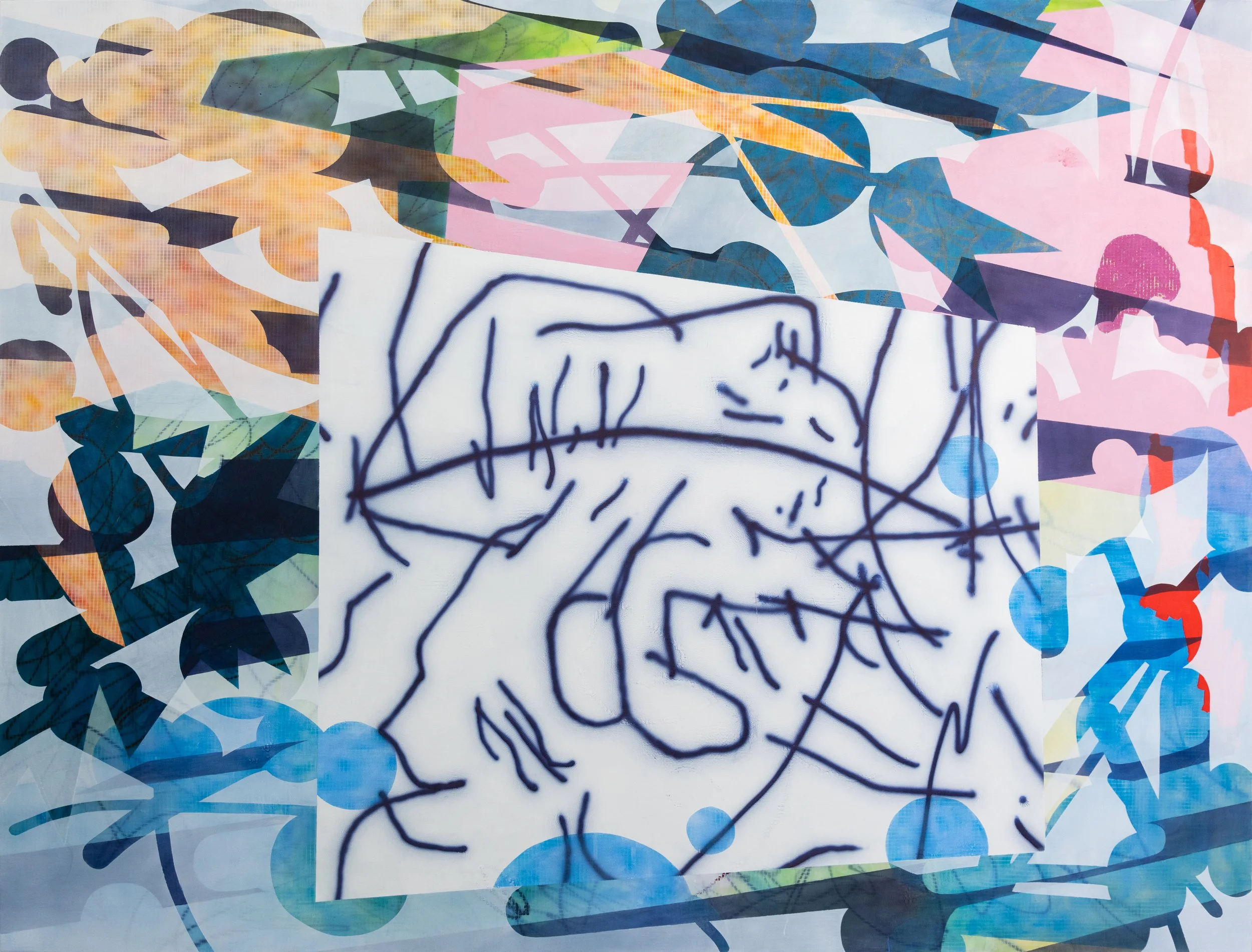 6 Layers: A Scean with an Animal appearing in Forest, Ink, Oil and Acrylic on Nettle,190X250,2024.jpg