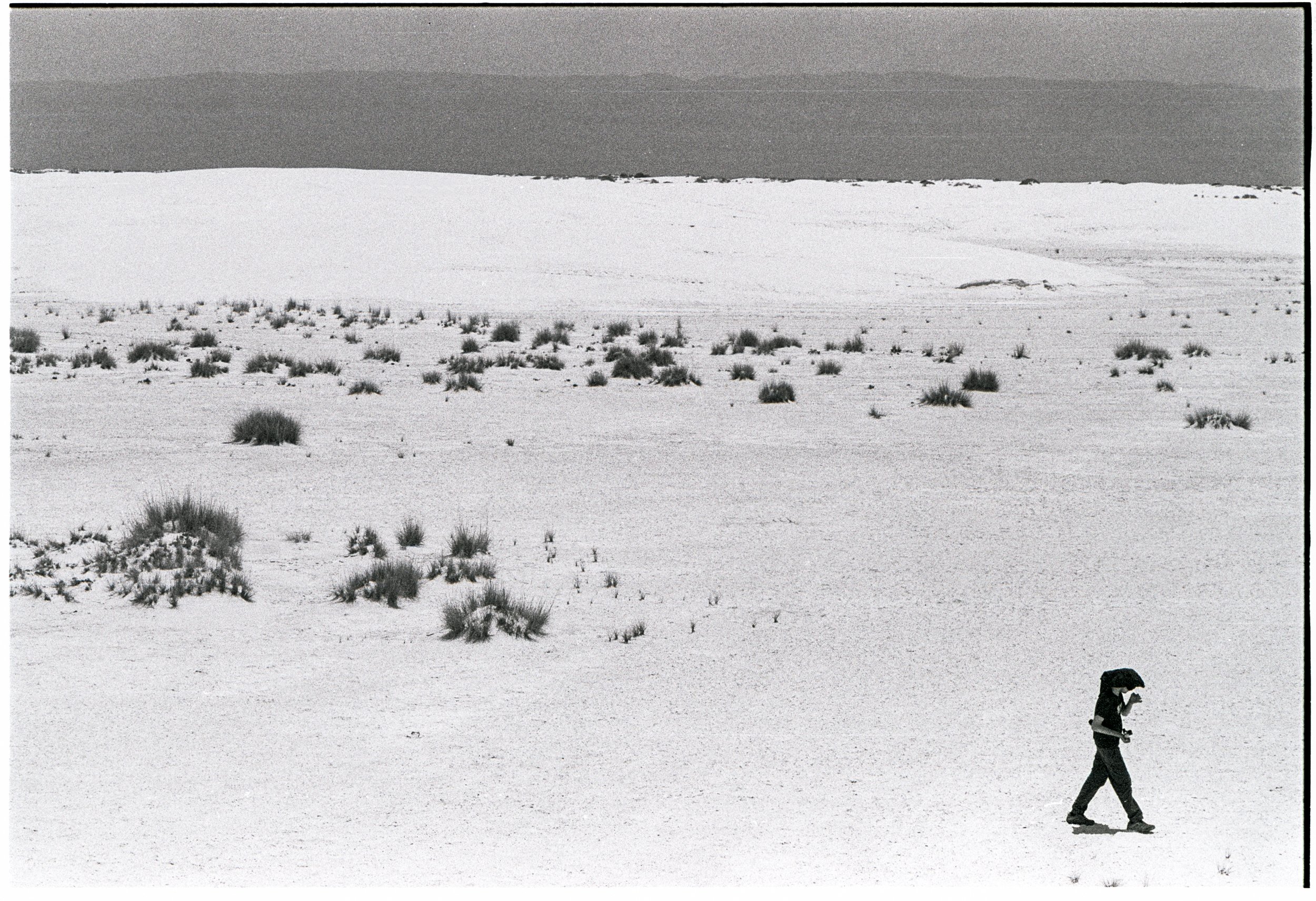 Boaz Walks white sand dunes new mexico Nikon F B&W Film copy.jpg