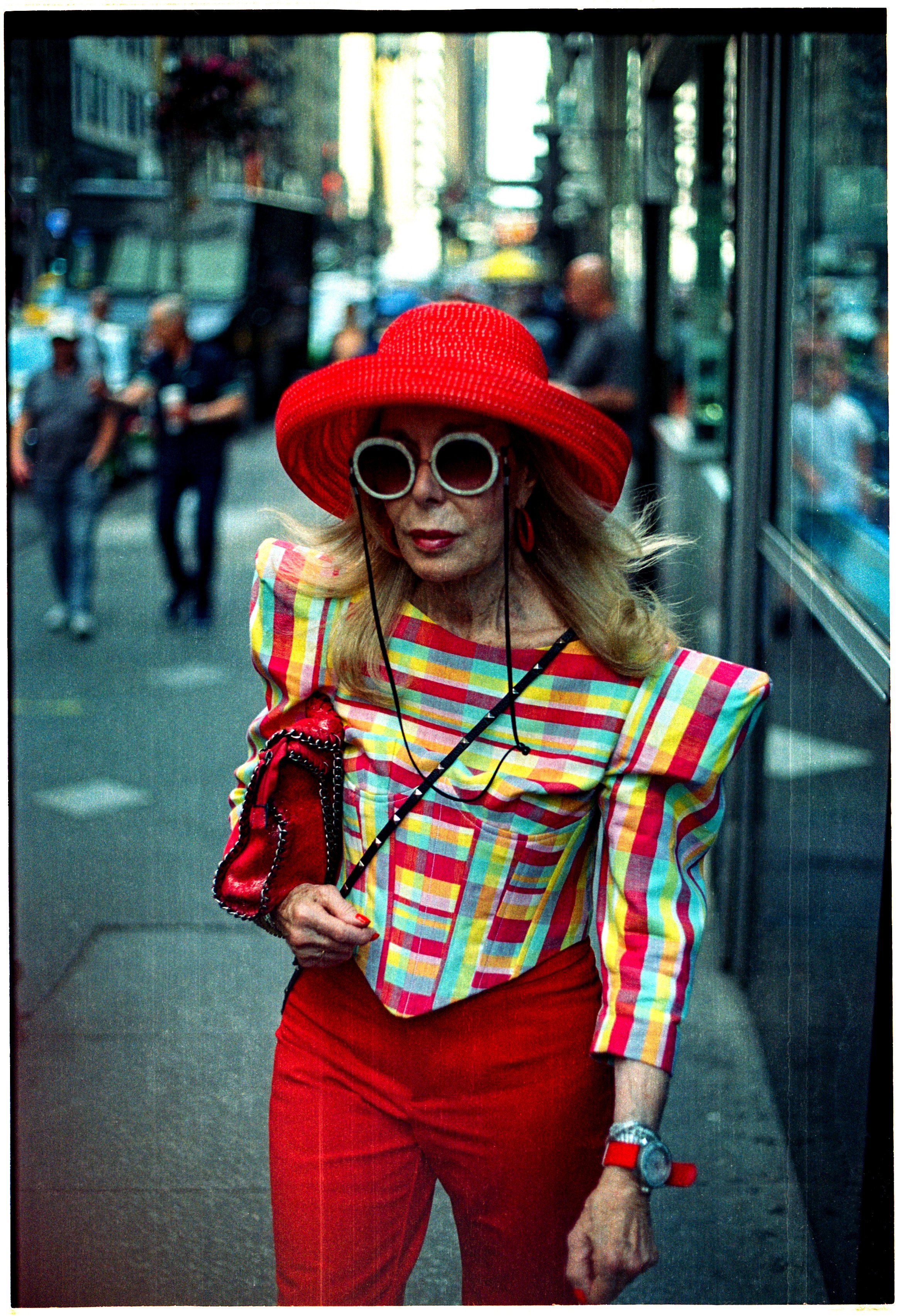 Woman in Red Fashion Walks down Street NYC Color Film Final.jpg