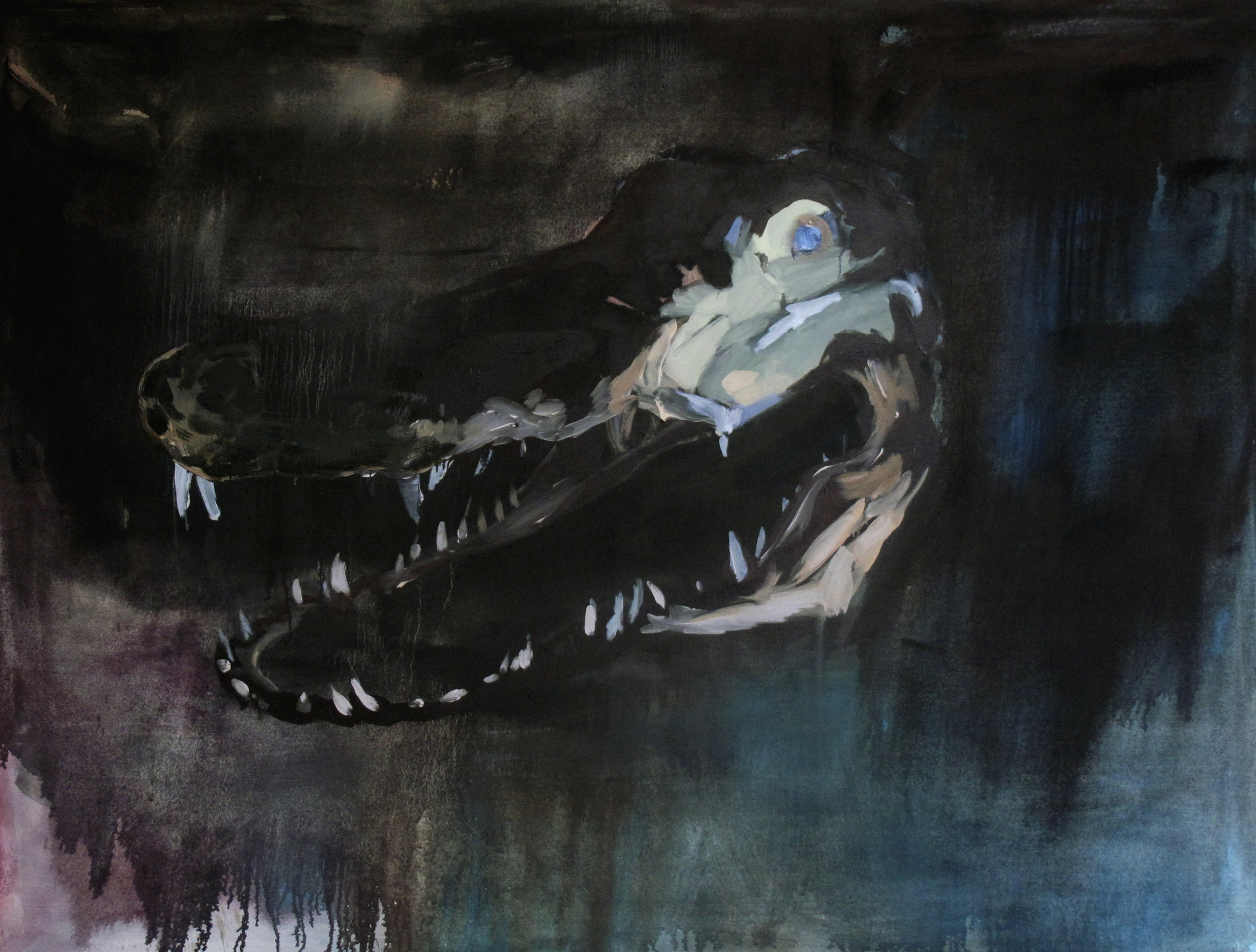  "Hey baby," oil and charcoal on canvas, 5' x 3', 2016 