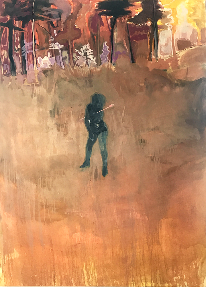 $600 "I'm over here" oil on stretched canvas 4 ft x 5.5 ft 2017