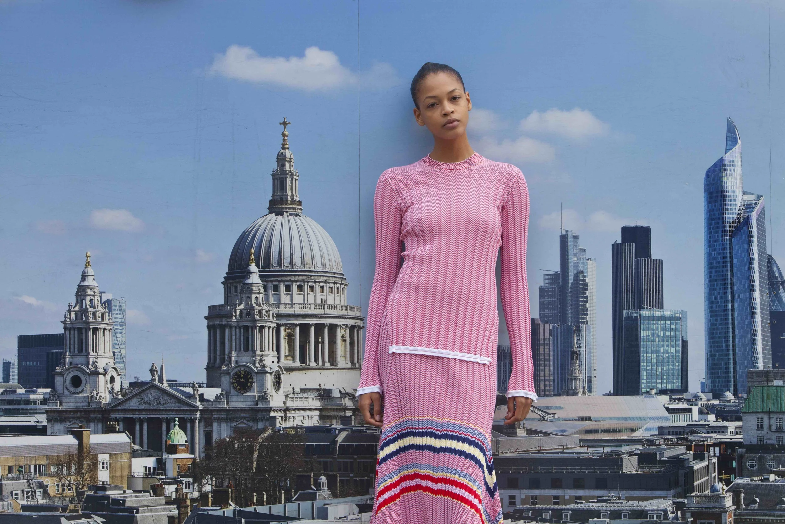 Knitted jacquard sweater and skirt CÉLINE .