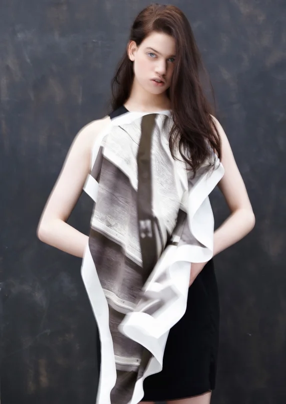 Paneled printed cotton dress MM6 .