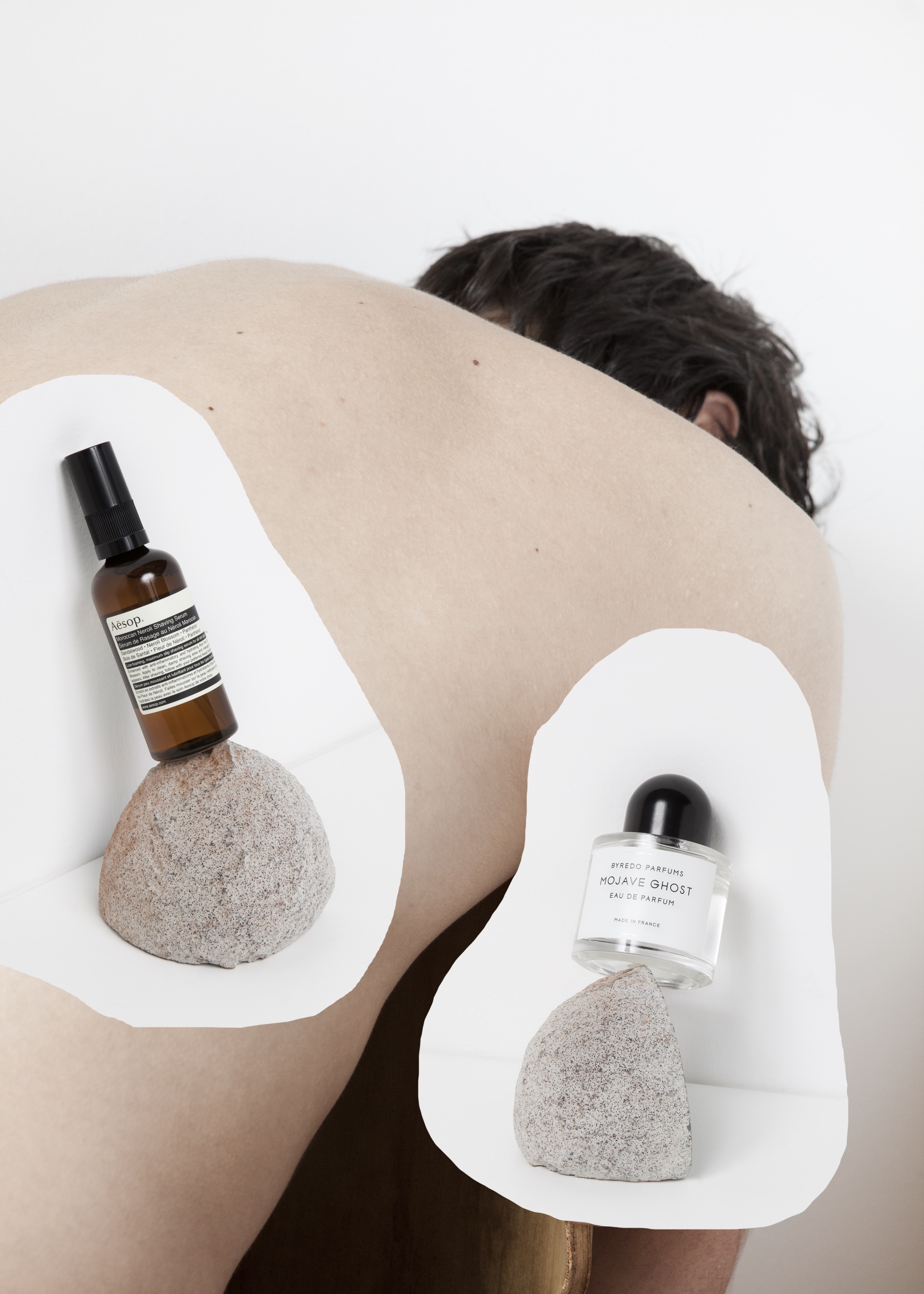 AESOP MOROCCAN NEROLI SHAVING SERUM with a blend of gentle, hydrating botanicals. With top notes of ambrette and Jamaican nesberry. BYREDO MOJAVE GHOST EAU DE PARFUM is an homage to the ghost flower of the Mojave desert.