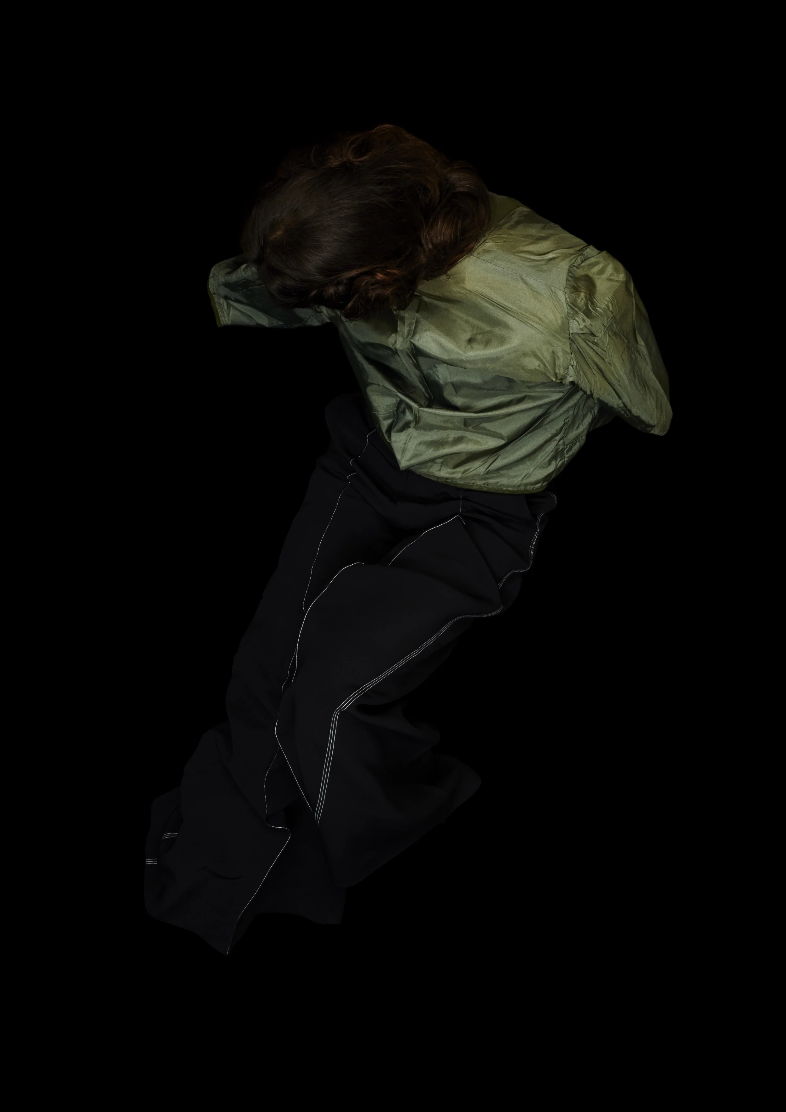Black silk flare trousers CÉLINE, skirt worn backwards FRANCO JACASSI VINTAGE DELIRIUM.