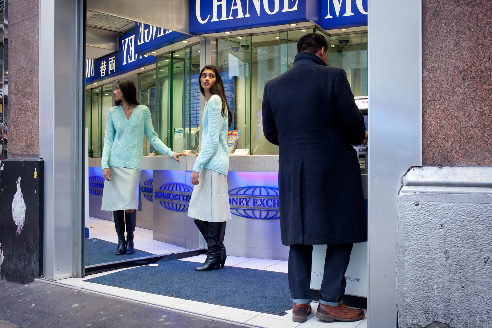 Aquamarine ribbed-knit sweater SPORTMAX CODE , Tanami skirt EMILIO DE LA MORENA , leather knee-high boots BALENCIAGA .